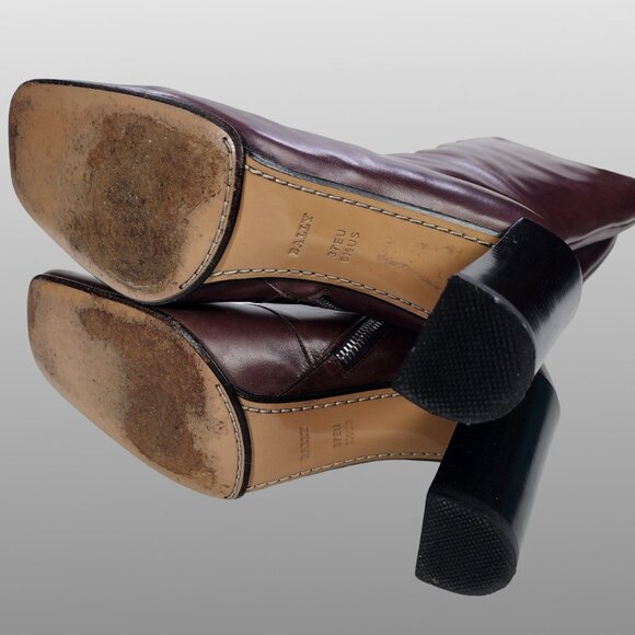 Bally CHADRA Italy Knee High Leather Boots Deep Plum 37 EU 6.5 US - Picture 6 of 7